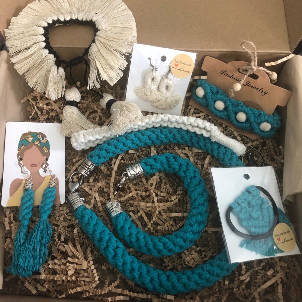 🩵Handmade Blue macrame box🩵